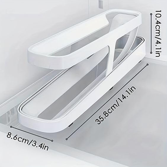 KMOTID Egg Holder For Refrigerator Rolling Egg Dispenser Space Saving Automatic Egg Storage Container Organizer For Refrigerator Kichen Cabinet White 1 PCS - Image 2
