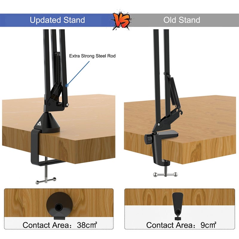 Audio Array AA-01 Suspension Boom Scissor Microphone Stand | Double Layer Mesh Pop Filter | 70cm Sturdy Boom Arm with 1.8kg Capacity | 5/8" to 3/8" Screw Adapter | Mic Holder, Foam Cover, Cable Ties - Image 5
