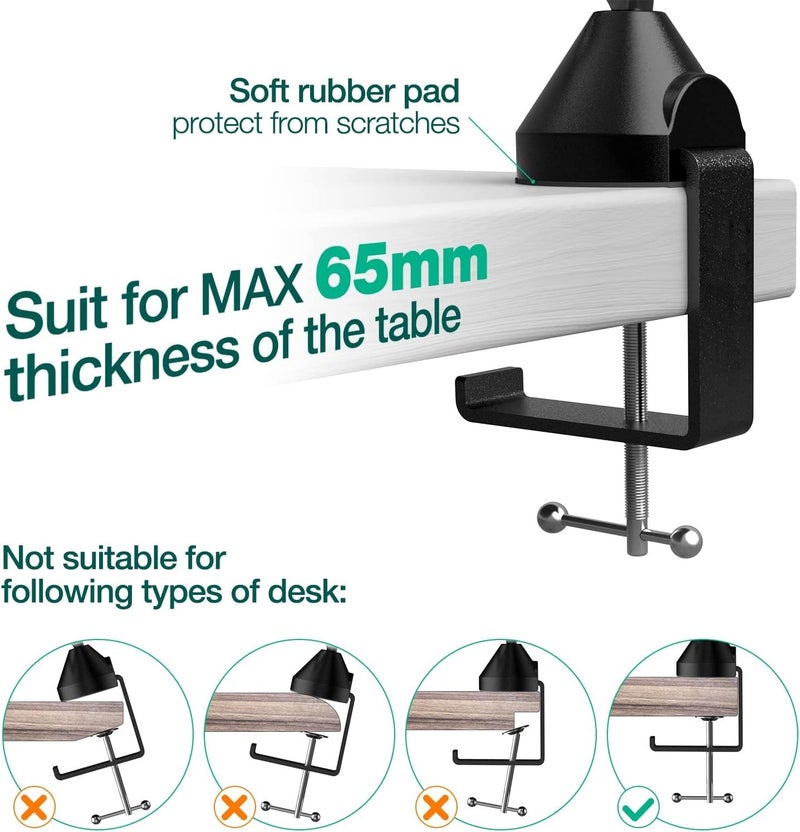 Audio Array AA-01 Suspension Boom Scissor Microphone Stand | Double Layer Mesh Pop Filter | 70cm Sturdy Boom Arm with 1.8kg Capacity | 5/8" to 3/8" Screw Adapter | Mic Holder, Foam Cover, Cable Ties - Image 3