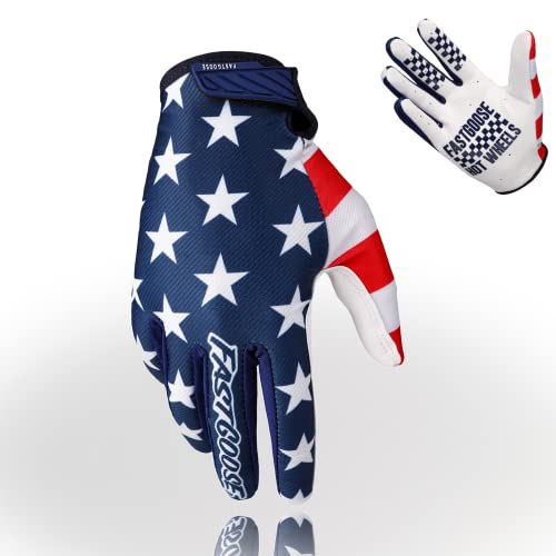FASTGOOSE Motorcycle Gloves Breathable Lightweight OffRoad Gloves for Men Women ATV BMX MTB Racing BlueWhite Large - Image 1
