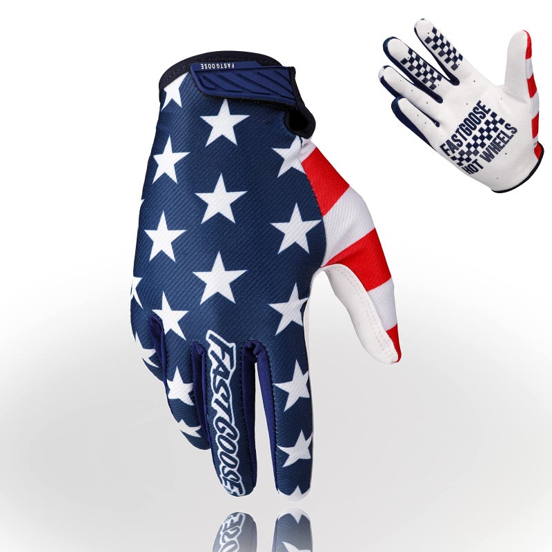 FASTGOOSE Motorcycle Gloves Breathable Lightweight OffRoad Gloves for Men Women ATV BMX MTB Racing BlueWhite Large - Image 2