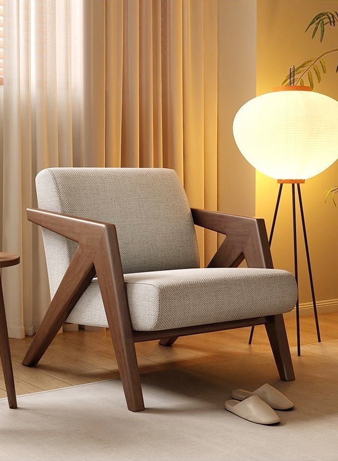 fashionhome Multipurpose Use Mid Century Design Leisure Sofa Chair Durable Solid Wood Recliner Sofa Upholstered Armchair Comfortable Reading Chair Lounge Side Chair for Living Room Bedroom 63x83x77 cm - Image 1