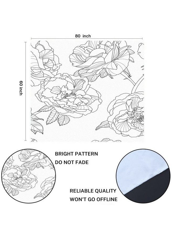 Emvency Tapestry Grey Line Floral Black White Outline Rose Flowers Design Linear Home Decor Wall Hanging Living Room Bedroom Dorm 60X80 Inches  - Image 3
