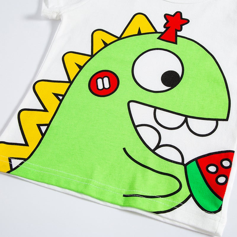 Betop Kidsren's Clothing 2025 Summer Kidsren's Short-Sleeved Cartoon Dinosaur Print Boys Export Trendy Brand T-Shirt Dropshipping - Image 5