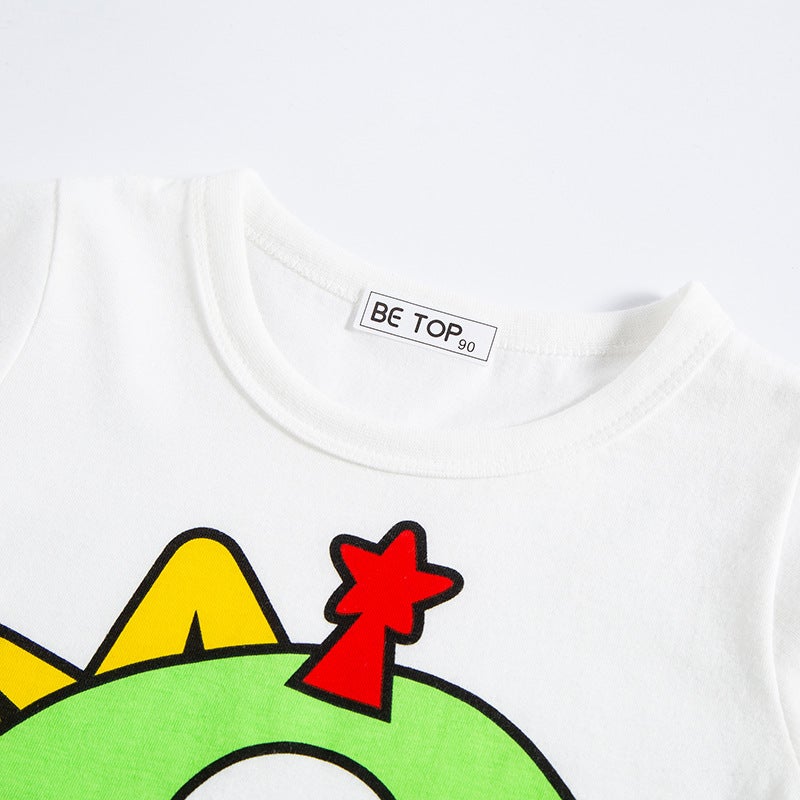 Betop Kidsren's Clothing 2025 Summer Kidsren's Short-Sleeved Cartoon Dinosaur Print Boys Export Trendy Brand T-Shirt Dropshipping - Image 4