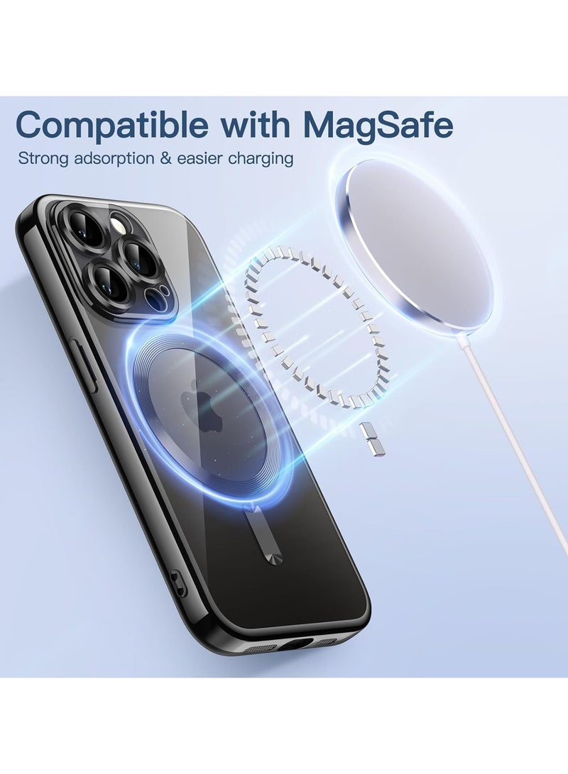 Magnetic Clear Case for iPhone 15 Pro 6.1-Inch, Camera Lens Full Protection, Soft TPU Phone Cover, Compatible with MagSafe Wireless Charging, Shockproof TPU Phone Cover (Black) - Image 3