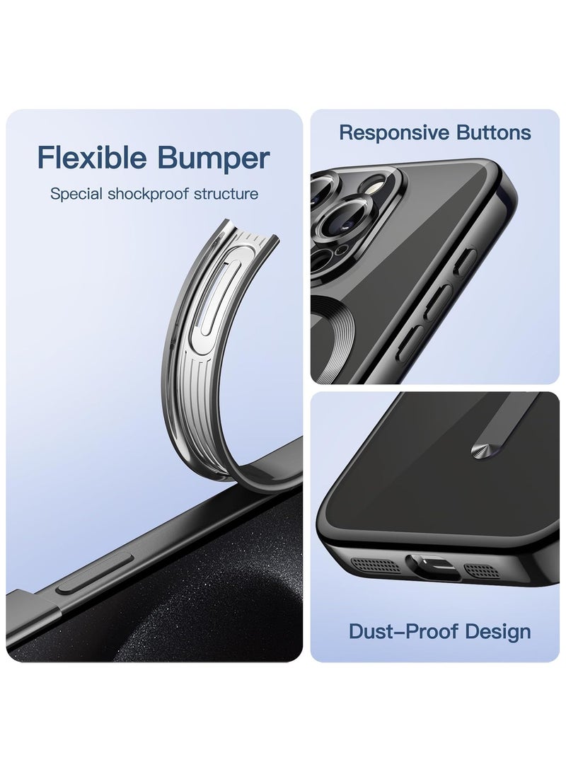 Magnetic Clear Case for iPhone 15 Pro 6.1-Inch, Camera Lens Full Protection, Soft TPU Phone Cover, Compatible with MagSafe Wireless Charging, Shockproof TPU Phone Cover (Black) - Image 5