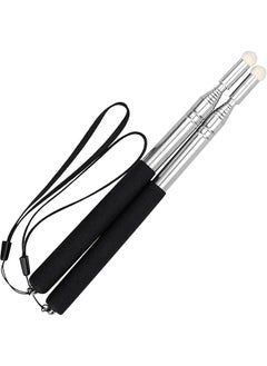 erorex Pointer Sticks 2 Pieces Extendable Pointing Stick For Teachers 1M Retractable Telescope Pointer With Lanyard For Coach Classroom Whiteboard Post Pointer Black  - Image 2