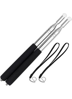 erorex Pointer Sticks 2 Pieces Extendable Pointing Stick For Teachers 1M Retractable Telescope Pointer With Lanyard For Coach Classroom Whiteboard Post Pointer Black  - Image 1