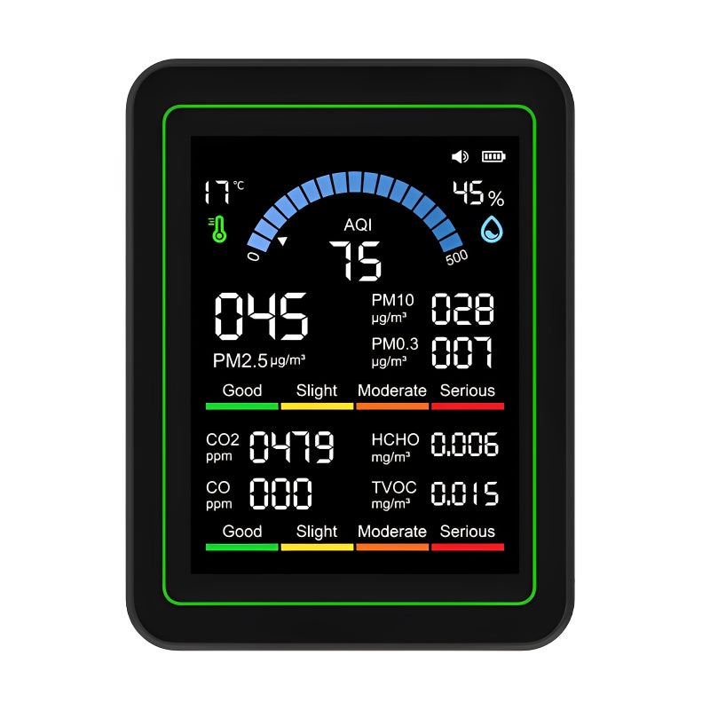 10-in-1 Air Condition Tester 2.8-inch TFT Color Display  PM2.5/PM10/PM0.3/HCHO/TVOC/CO₂/CO/AQI/Temperature/Humidity Built-in 2000mAh Battery - Image 3