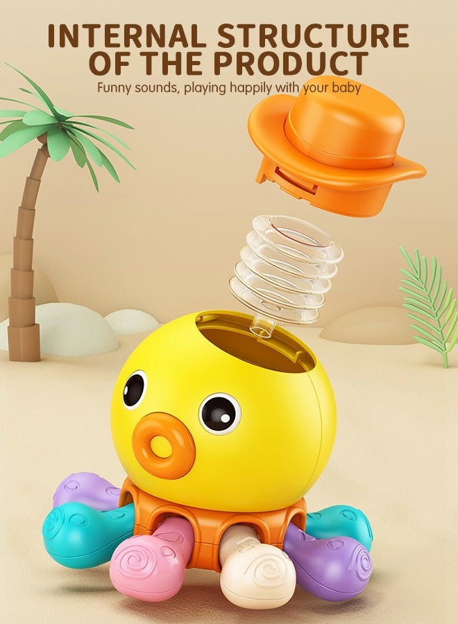 GROIC Infant Sensory Toys Baby Montessori Teething Toys, Early Educational Learning Toys Grab Spinner Rattle Motor Skills Activity with Music Fingers Octopus Puzzle Press Toys - Image 4