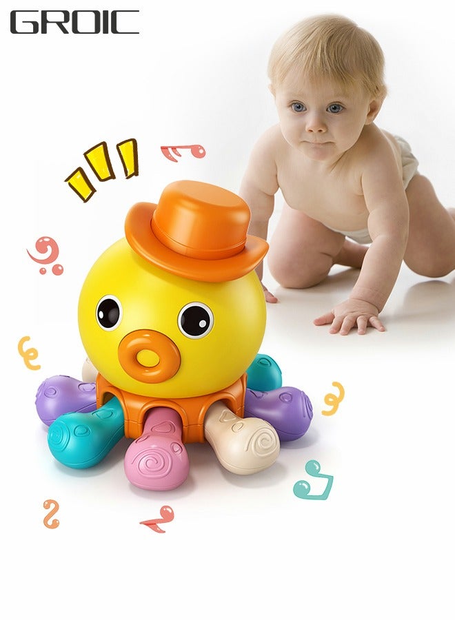 GROIC Infant Sensory Toys Baby Montessori Teething Toys, Early Educational Learning Toys Grab Spinner Rattle Motor Skills Activity with Music Fingers Octopus Puzzle Press Toys - Image 1
