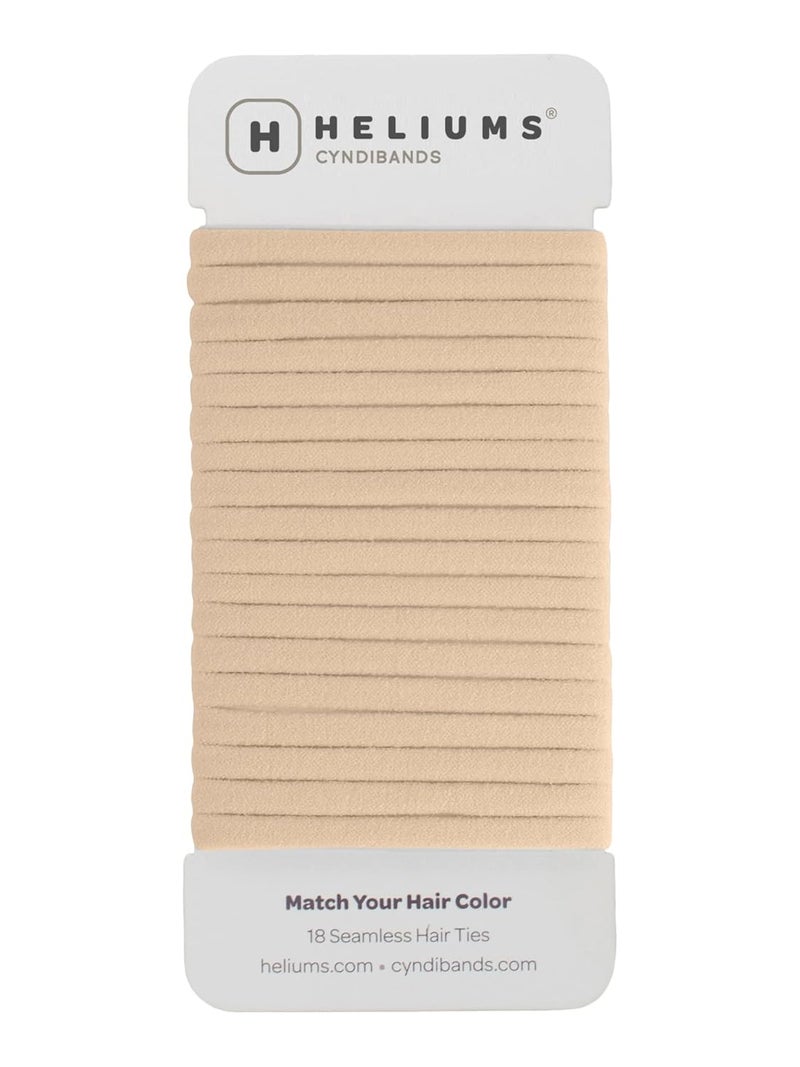 Heliums Thin Seamless Hair Ties  Beige Blonde  6mm Nylon No Damage Ponytail Holders 175 Inch Medium Hold for Thin to Normal Hair  18 Pack