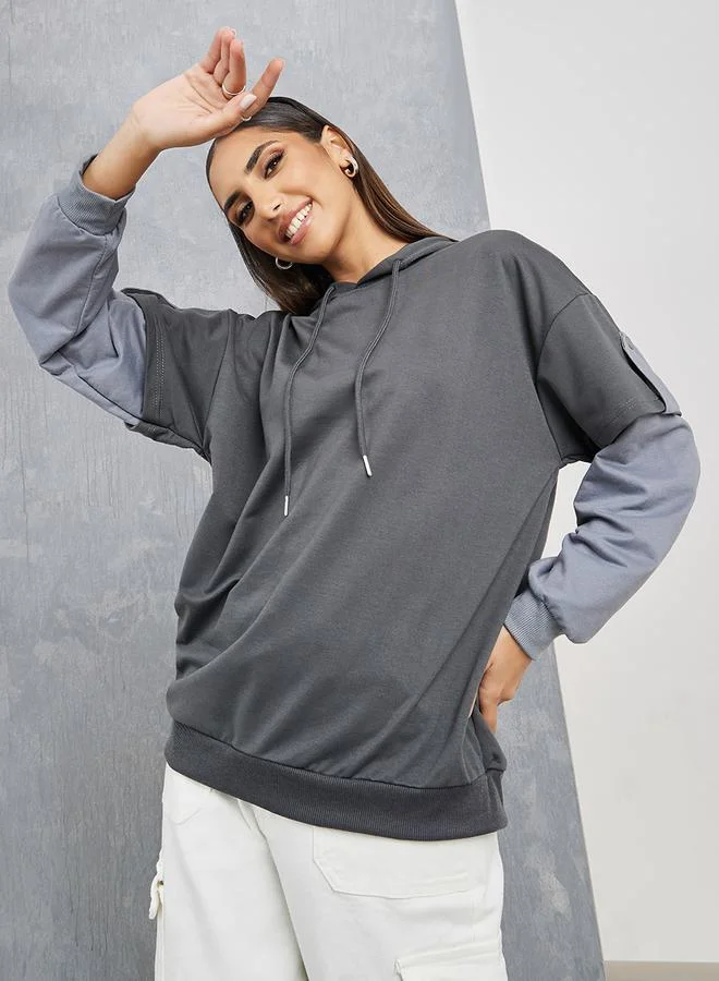Take Two Oversized Two For One Drop Shoulder Drawstring Hoodie