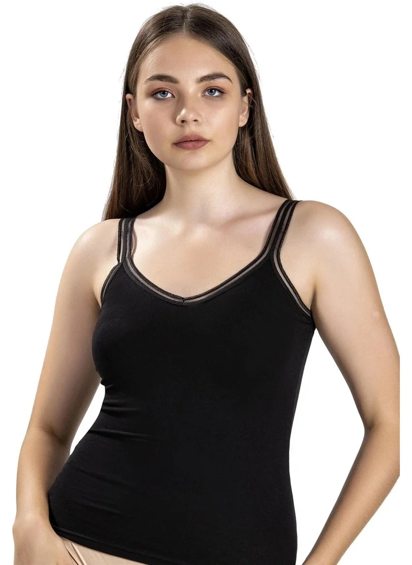 Jiber Women's V Neck Rope Strap Undershirt 553 - 3 Pieces