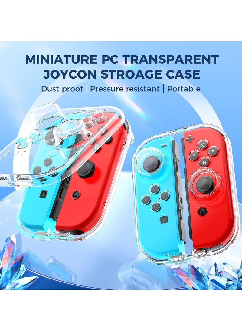 general Switch Joy-con Storage Case, Dustproof Transparent Protective Case for Nintendo Switch OLED Joy-Con with Lid, Portable Joy-con Travel Case with Magnetic Lock and Scratch Resistant Silicone Pad - Image 2