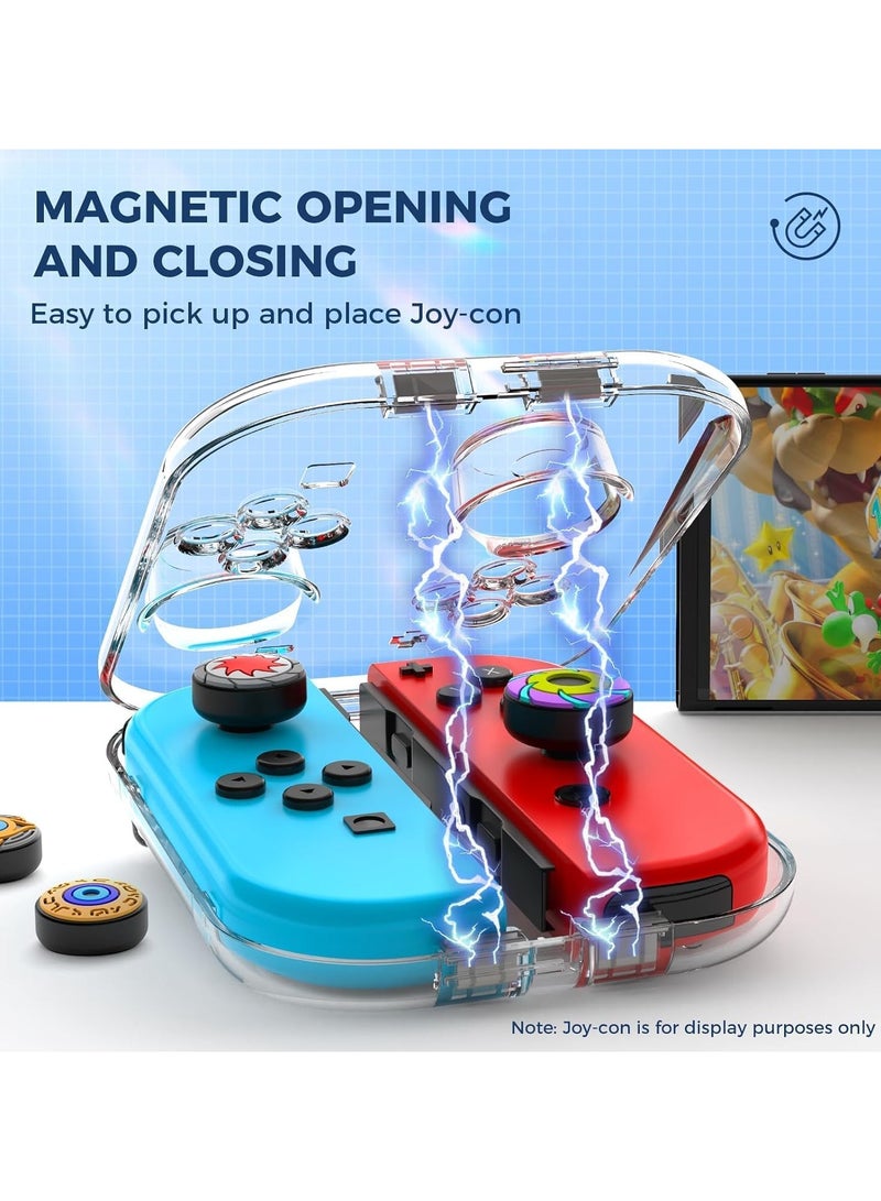 general Switch Joy-con Storage Case, Dustproof Transparent Protective Case for Nintendo Switch OLED Joy-Con with Lid, Portable Joy-con Travel Case with Magnetic Lock and Scratch Resistant Silicone Pad - Image 3