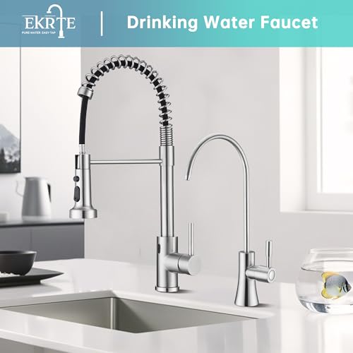 EKRTE Brass Drinking Water Faucet, Filtered Water Reverse Osmosis RO Faucet for Kitchen Sink, Brushed Nickel Reverse Osmosis Tap for Kitchen Sink - Image 2