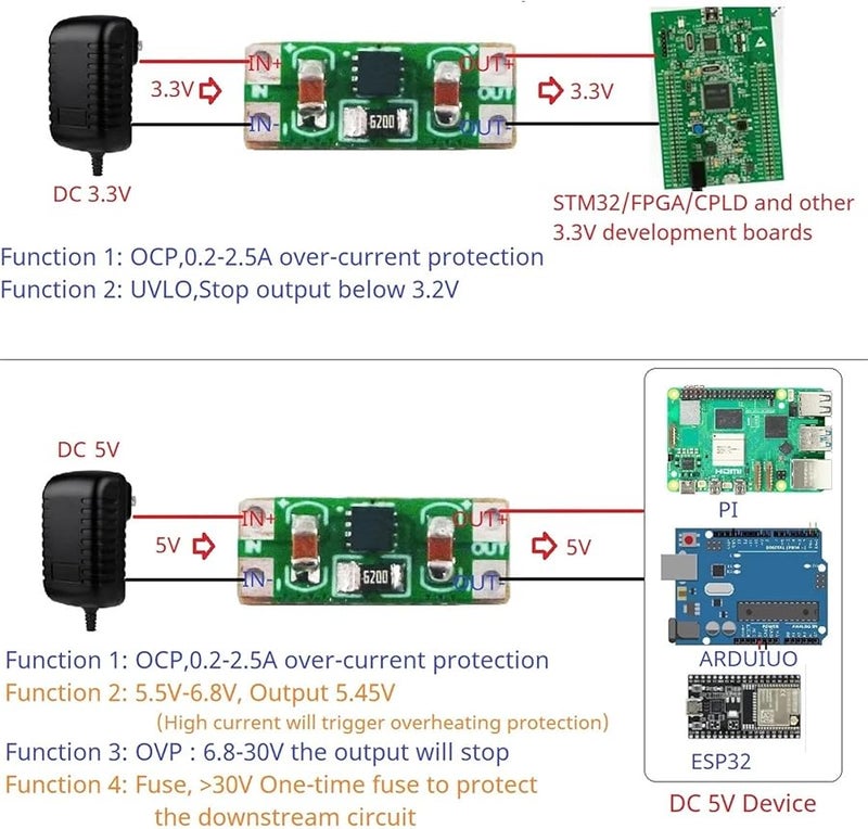 5PCS DC 3.3 5V 2.5A Overcurrent Overvoltage Protection Module OCP OVP UVLO OTP For 18650 Li Ion Lifepo4 Battery - Image 3