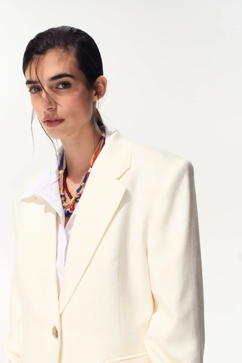 H&M Single-breasted linen-blend blazer