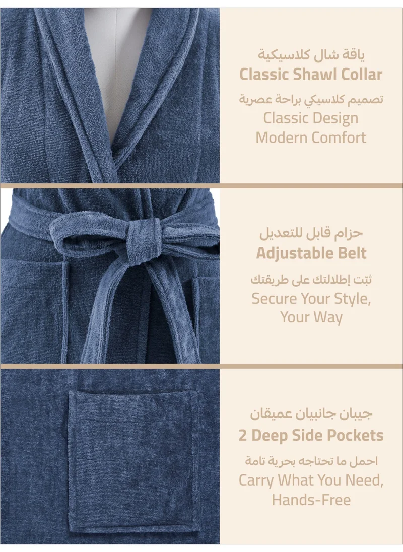 دوناتيلا روب حمام فيلور قطني ناعم سريع الامتصاص (مقاس L/XL) كحلي