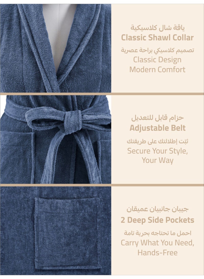 دوناتيلا روب حمام فيلور قطني ناعم سريع الامتصاص (مقاس L/XL) كحلي  - Image 2