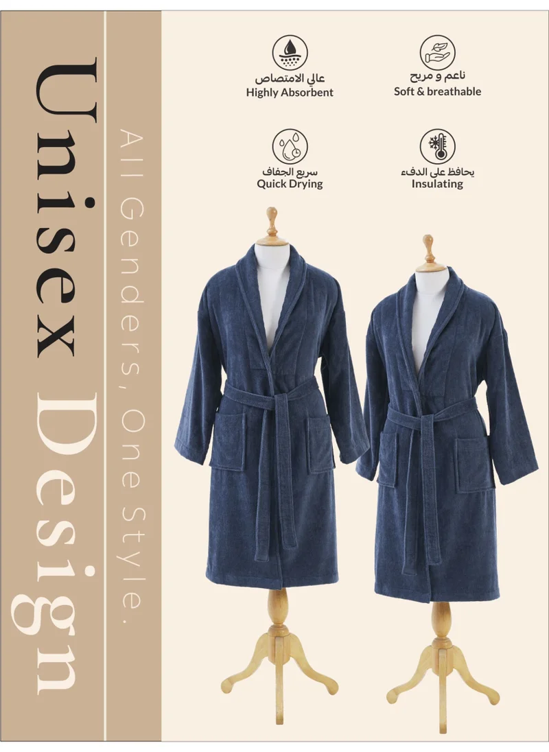 Donetella Unisex 100% Cotton Velour Bathrobe Large & Extra Large Size, 400 GSM, Luxurious & Absorbent, Soft Velvet Feel, Ankle-Length with Shawl Collar & Pockets