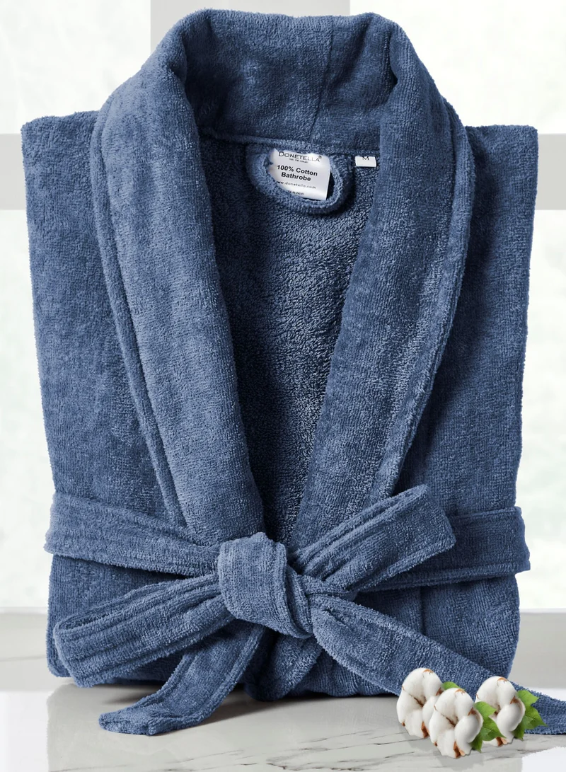 Donetella Unisex 100% Cotton Velour Bathrobe Large & Extra Large Size, 400 GSM, Luxurious & Absorbent, Soft Velvet Feel, Ankle-Length with Shawl Collar & Pockets