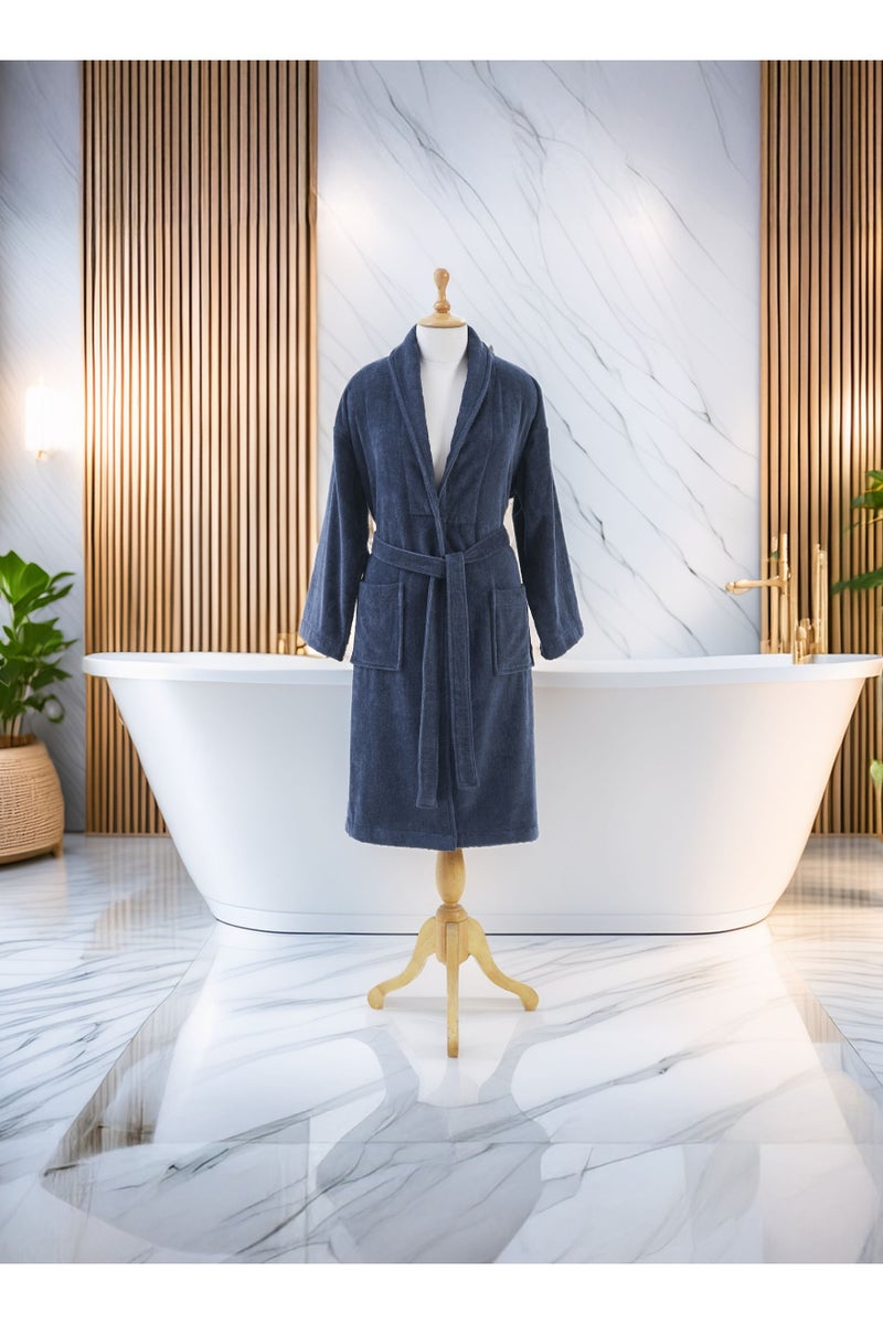 Donetella Unisex 100% Cotton Velour Bathrobe Large & Extra Large Size, 400 GSM, Luxurious & Absorbent, Soft Velvet Feel, Ankle-Length with Shawl Collar & Pockets - Image 1