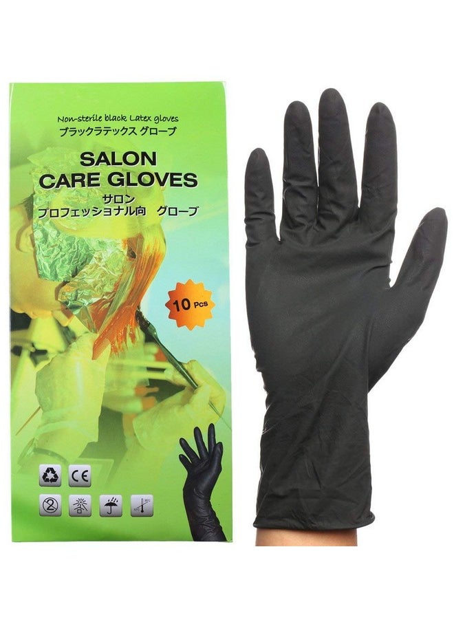 Perfehair PERFEHAIR Black Reusable Latex Gloves, Salon Hair Color Dye Gloves-Medium Size (Pack of 10)  - Image 1