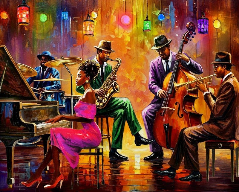 Springbok Neon Notes 1000 Piece Jigsaw Puzzle for Adults Jazz Musicians Unique Cut Pieces Made in USA - Image 3