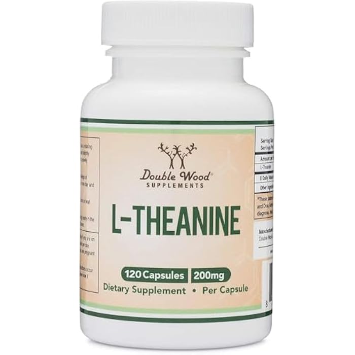 Double Wood Supplements L-Theanine 200mg Double Strength - Supports Health Sleep Response and Relaxation - 120 Capsules (Third Party Tested, Gluten Free, Vegan) by Double Wood - Image 1