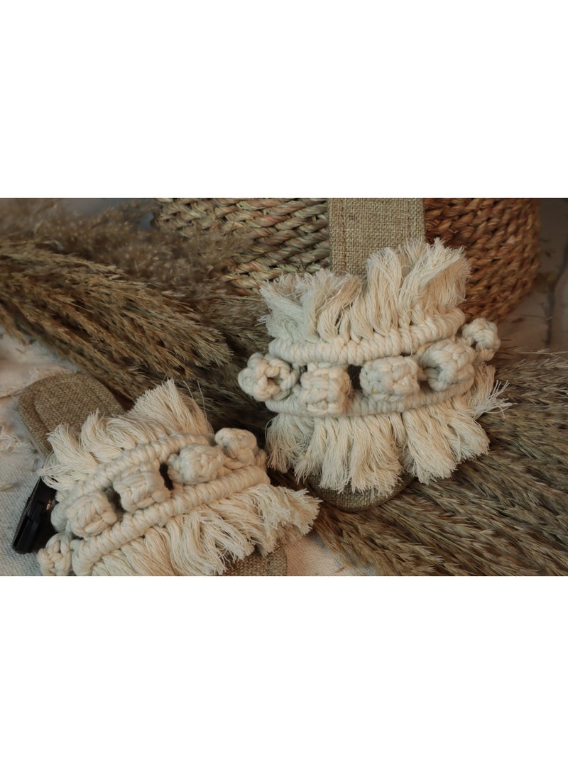 انتيكيانو سليبر مكرمي – تصميم بوهيمي يدوي من القطن – المقاسات 37 - Image 1