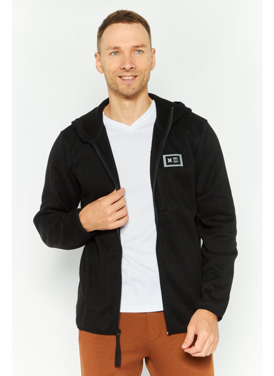 Hurley Men Hooded Long Sleeve Brand Logo Sweatshirt, Black  - Image 1