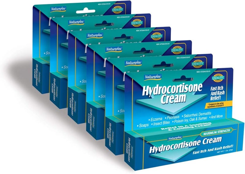 Natureplex Hydrocortisone 1% Cream 1.0 oz (Pack of 6) – Anti-Itch Maximum Strength, Relief for Hives, Rash, Mosquito/Bug Bites, Eczema, Psoriasis, and Poison Ivy – Topical Ointment – Made in USA - Image 1