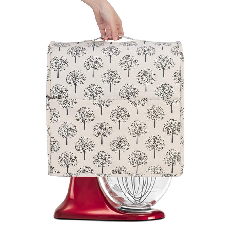 YARWO Yarwo Dust Cover for 4.5 qt and All 5 qt Stand Mixer, Protective Stand Mixer Cover with Top Handle and Pockets for Extra Accessories, Tree  - Image 2