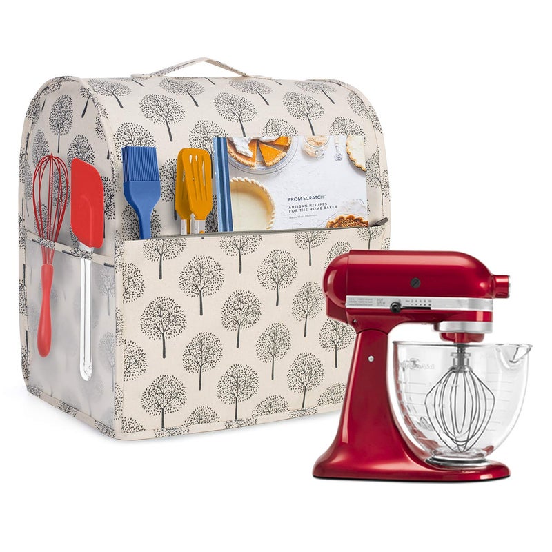YARWO Yarwo Dust Cover for 4.5 qt and All 5 qt Stand Mixer, Protective Stand Mixer Cover with Top Handle and Pockets for Extra Accessories, Tree  - Image 1