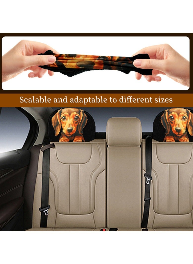 general Dachshund Car Headrest Covers Set of 2 Cute Stretch Seat Protectors Unstuffed Vehicle Interior Universal Stain-Resistant - Image 3
