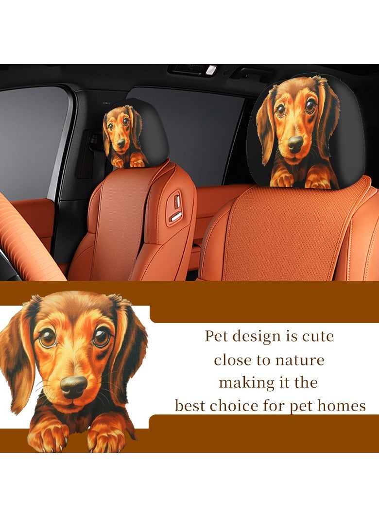 general Dachshund Car Headrest Covers Set of 2 Cute Stretch Seat Protectors Unstuffed Vehicle Interior Universal Stain-Resistant - Image 4