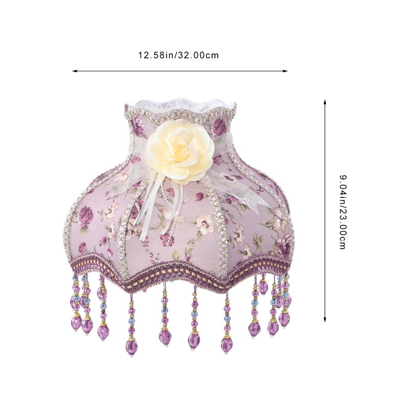 UKCOCO Vintage Lamp Shade, Romantic Purple Lilac Print, Cloth Fabric, Fits E27 Base, for Desk and Floor Lamps, 12.59x12.59x9.05 Inches - Image 4