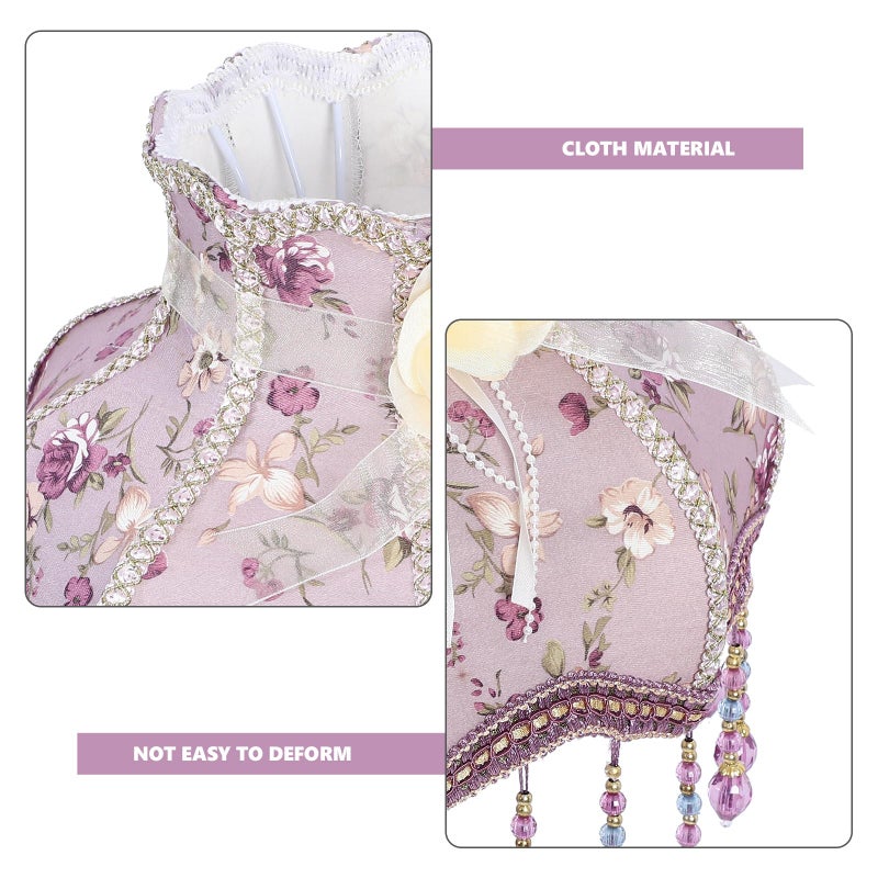 UKCOCO Vintage Lamp Shade, Romantic Purple Lilac Print, Cloth Fabric, Fits E27 Base, for Desk and Floor Lamps, 12.59x12.59x9.05 Inches - Image 5