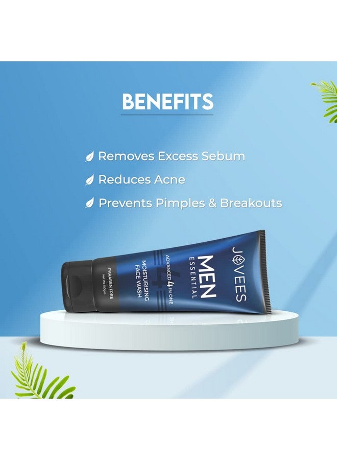 Jovees Herbal Men'S Essential Advanced 4 In 1 Moisturizing Face Wash With Vit C And Vit E Gives Clean And Clear Skin For All Skin Types 100G (Pack Of 2) - Image 3