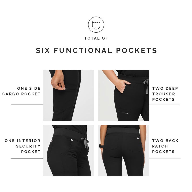 FIGS Zamora Jogger Style Scrub Pants for Women - Black, M - Image 5