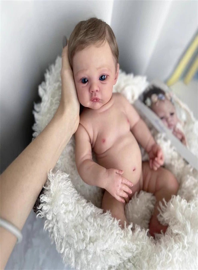 GYCV Lifelike Reborn Baby Dolls Silicone Full Body Boy Open Eyes 18 Inch Newborn Vinyl Baby Doll Boy Washable Silicone Baby Dolls Real Life Babies that Look Real Reborn Doll with Accessories for Kids - Image 1