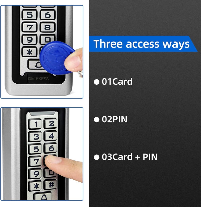 Retekess لوحة مفاتيح التحكم في الوصول T-AC03، لوحة مفاتيح RFID، التحكم في الوصول إلى الأبواب، لوحة مفاتيح مستقلة، 2000 مستخدم، Wiegand 26-bit، دعم بطاقة RFID القريبة - Image 5