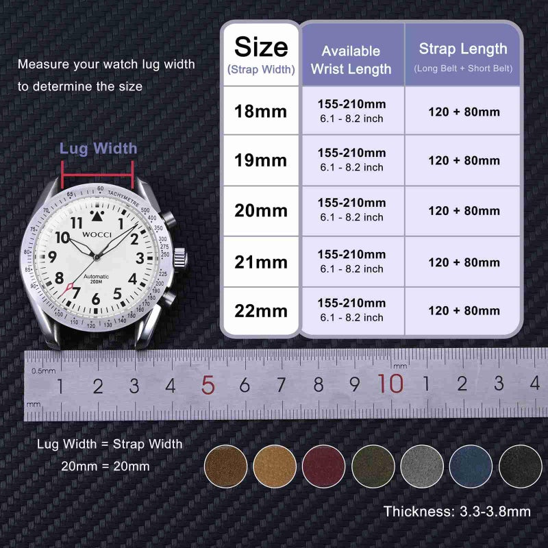WOCCI 20mm Retro Leather Watch Band for Men and Women, Quick Release Replacement Strap with Golden Buckle (Army Green) - Image 3