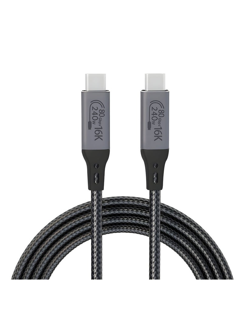 سيزمي ✦ كابل USB4 فائق السرعة 80/120Gbps ⌁ Thunderbolt 5 | شحن فائق 240W عبر EPR Power Delivery PD 3.1 | USB4 Gen4 v2.0 | يدعم 16K@60Hz | متوافق مع iPhone وSamsung وغيرها | USB-C | تصميم مضفّر + شريط تثبيت Hook-and-Loop | اللون رمادي | بطول 1 متر - Image 3
