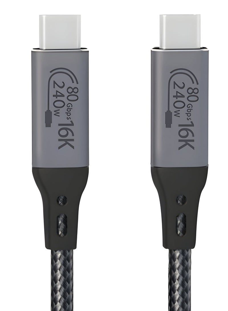 سيزمي ✦ كابل USB4 فائق السرعة 80/120Gbps ⌁ Thunderbolt 5 | شحن فائق 240W عبر EPR Power Delivery PD 3.1 | USB4 Gen4 v2.0 | يدعم 16K@60Hz | متوافق مع iPhone وSamsung وغيرها | USB-C | تصميم مضفّر + شريط تثبيت Hook-and-Loop | اللون رمادي | بطول 1 متر - Image 2