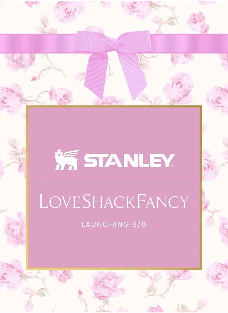 Stanley - Love Shack Fancy H2.0 Flow State 40oz Pink Rose Tumbler, Stainless Steel Vacuum Insulated Quencher with Lid, Straw, and Stopper, Ideal for Water and Iced Tea, Keeps Drinks Cold, Presented in Elegant Gift-Ready Packaging - Image 1