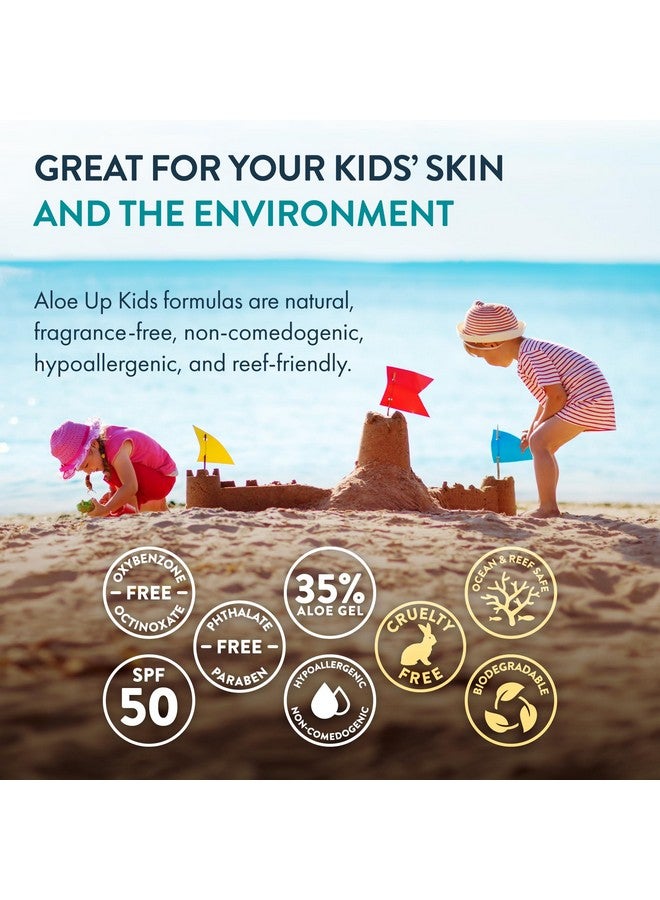 Aloe Up Kids Sport Sunscreen Lotion Spf 50 Broad Spectrum Sheer Face And Body Sunscreen Protector For Sensitive Skin With Aloe Vera Gel Dries Fast Reef Safe Fragrancefree 6 Oz - Image 4